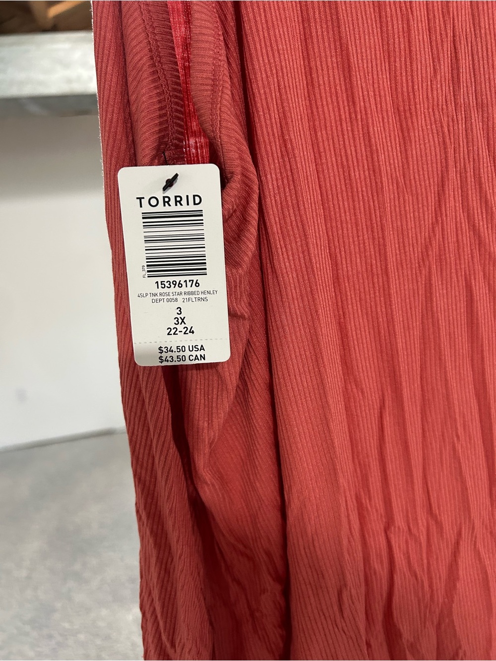 torrid Coral Ribbed Henley Tank with Leopard Star Accents - Picture 3 of 3